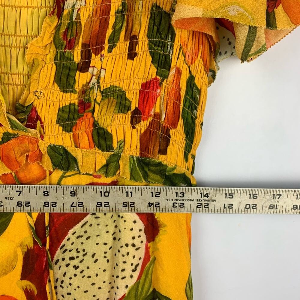 Farm Rio size small fruit lovers Yellow Floral Maxi Dress dragon fruit tropical - Picture 12 of 16